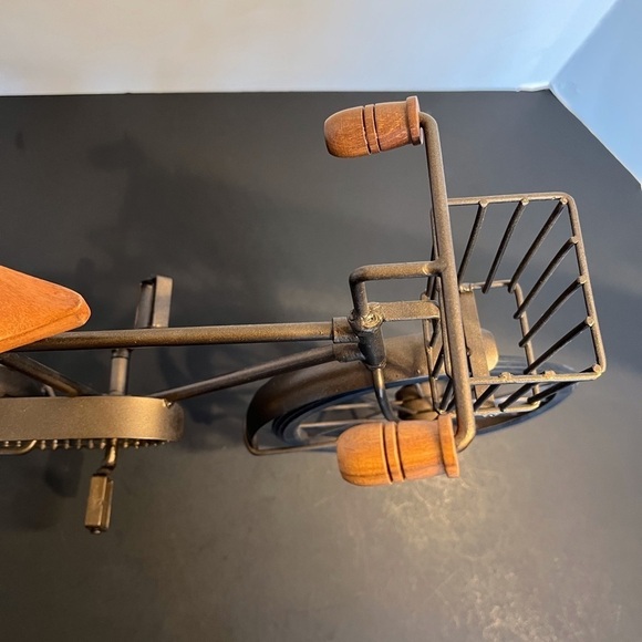 Vintage Metal Craft Bicycle with Wood Seat Display - Picture 6 of 10